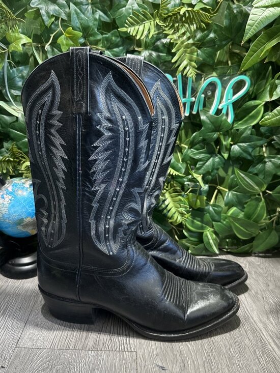 LUCCHESE 2000 Mens Size 8.5 D  Black Cowboy Western Boots T3010 R4 main image 10
